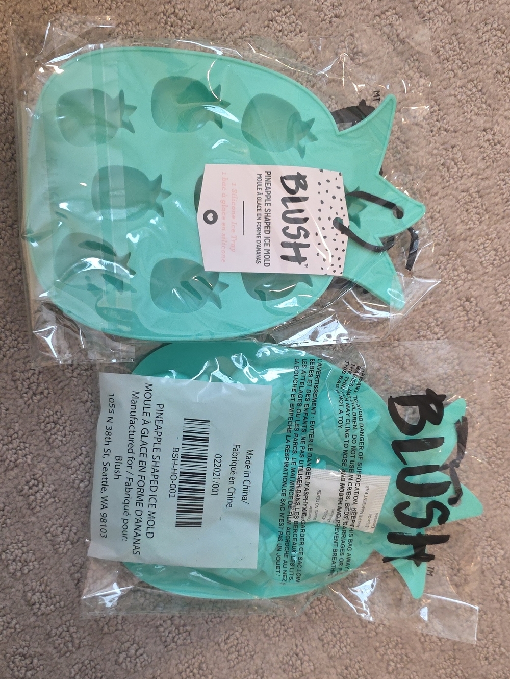 Blush Kids Pineapple Silicone Ice Tray in Aqua Green